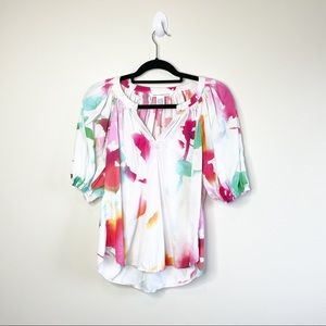 Diane Von Furstenberg DVF Abstract Watercolor Blouse